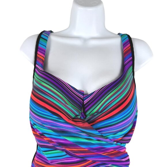 Miraclesuit One Piece Swimsuit Size 16 Striped Colorful Underwire SW-2064 - Picture 3 of 8